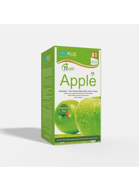 Pro Plus Apple Ammonia Free Hair Color Cream 500ml + Fixer 500ml Apple (A Natural Black A1)