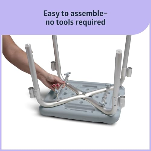 Medline Bath Bench Shower Seat with Padded Armrests Ideal for Bathtubs Robust Support up to 350 lbs Comfortable and Durable - Image 3