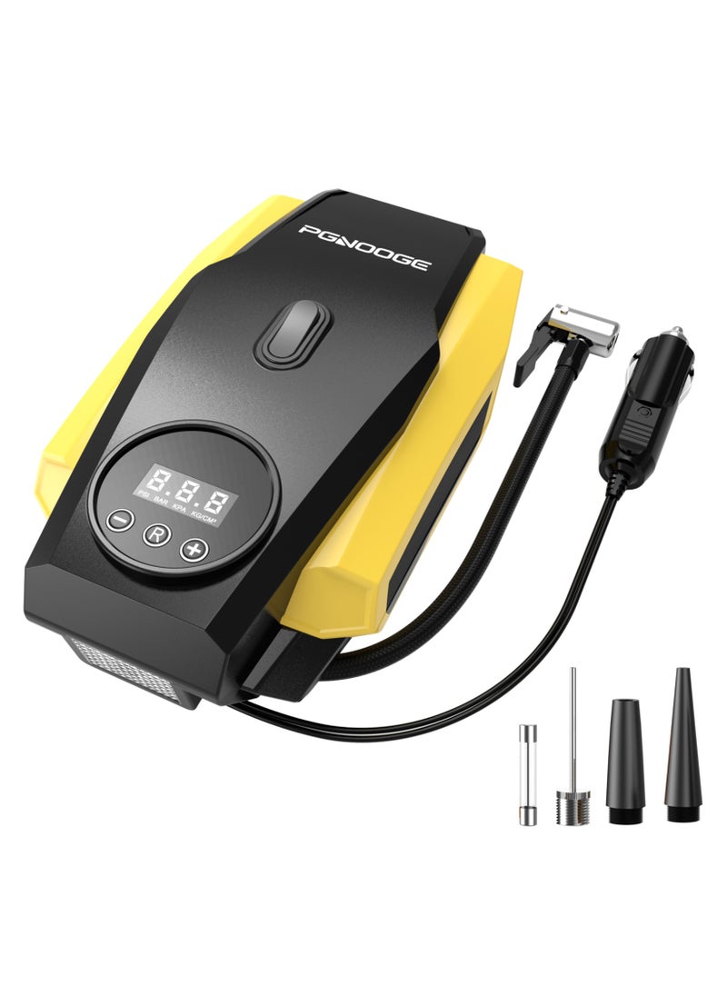 PGNOOGE PGNOOGE 150 PSI Tyre Inflator,Portable Air Compressor with LED Flashlight, Tire Inflator with Digital Display, DC 12V, Auto-off, Car Tyre Pump for Motorcycle Ball, air compressor for car, tire inflator portable air compressor, air compressor pump, car tire air compressor, air pump for car tires portable, inflator air pump, tire air pump, air pump for car tires, tire pump for car, car pump  - Image 1