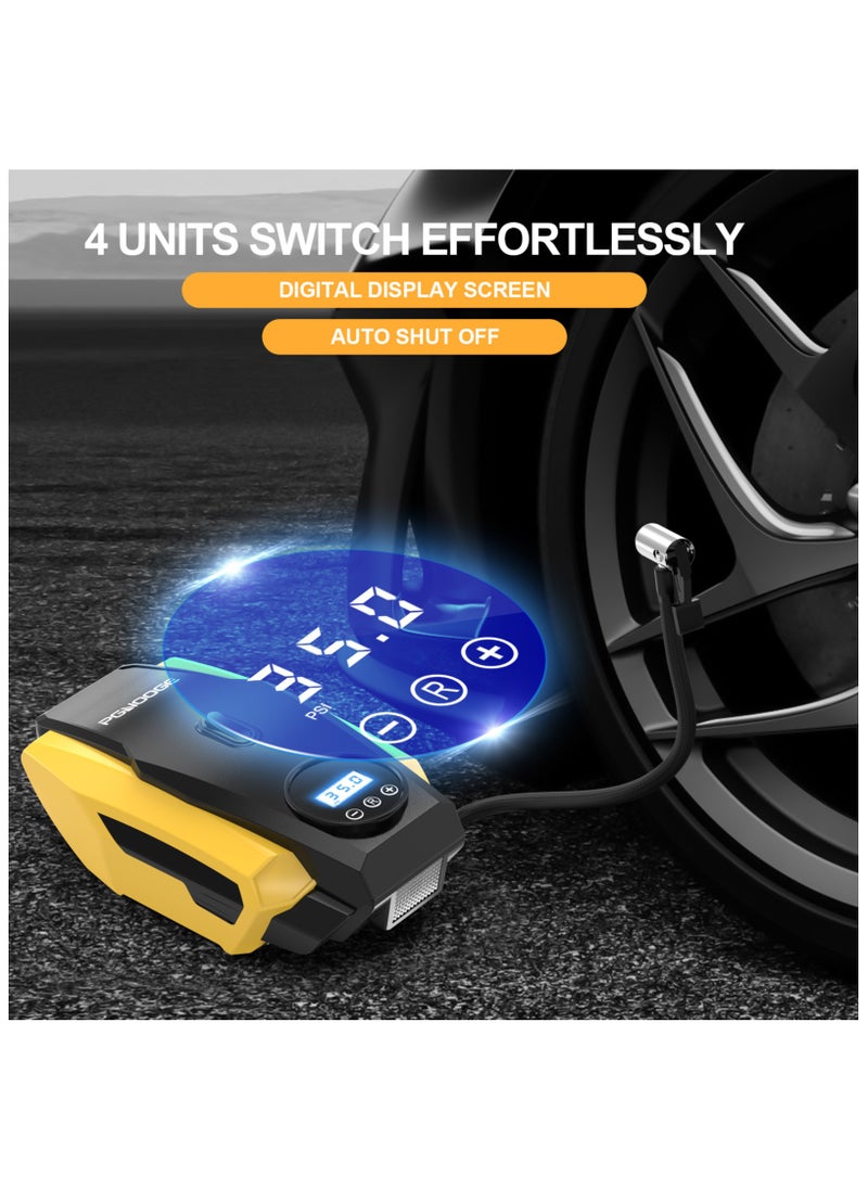 PGNOOGE PGNOOGE 150 PSI Tyre Inflator,Portable Air Compressor with LED Flashlight, Tire Inflator with Digital Display, DC 12V, Auto-off, Car Tyre Pump for Motorcycle Ball, air compressor for car, tire inflator portable air compressor, air compressor pump, car tire air compressor, air pump for car tires portable, inflator air pump, tire air pump, air pump for car tires, tire pump for car, car pump  - Image 4