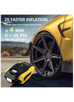 PGNOOGE PGNOOGE 150 PSI Tyre Inflator,Portable Air Compressor with LED Flashlight, Tire Inflator with Digital Display, DC 12V, Auto-off, Car Tyre Pump for Motorcycle Ball, air compressor for car, tire inflator portable air compressor, air compressor pump, car tire air compressor, air pump for car tires portable, inflator air pump, tire air pump, air pump for car tires, tire pump for car, car pump  - Image 2