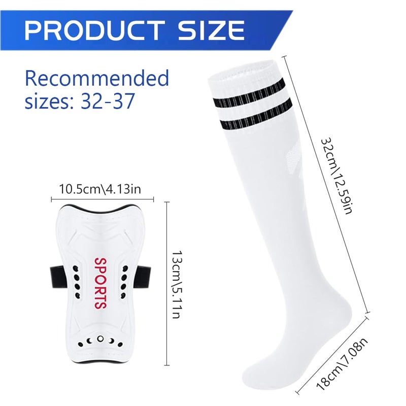 Proberos ® Football Sport Compression Sock Shin Guards Set, 14 Inches Knee High Socks for Kids 8-18 Old Sweat Absorption Elastic Long Soccer, Basketball - Image 2