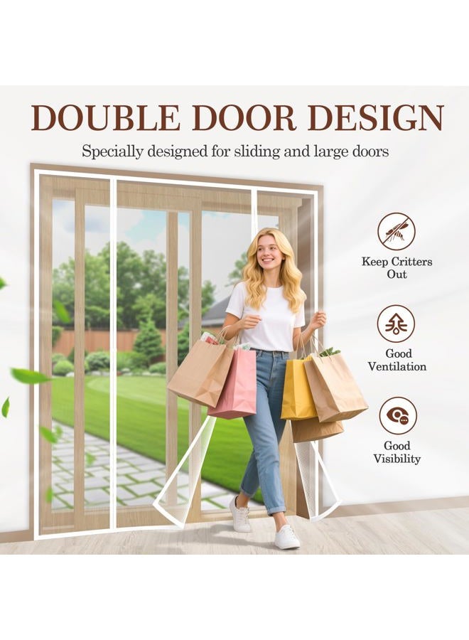 Yotache White Magnetic Screen Door Fits Door Size 60 x 80, Screen Size 62" x 81" Double Door Screen Mesh for Sliding Door - Image 3