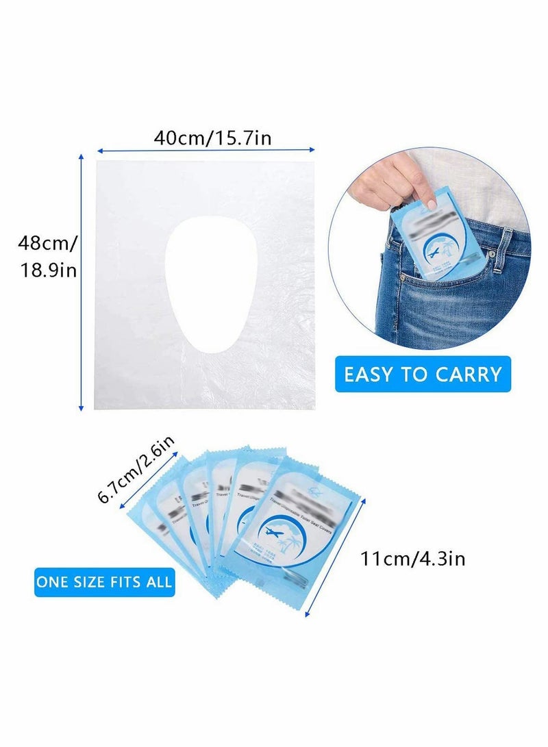 KASTWAVE Disposable Toilet Seat Covers Plastic Antibacterial Waterproof Portable Potty Cover for Kids Pregnant Travel Hospital Public Hotel Individually Wrapped Pocket Size 50 Pcs  - Image 2