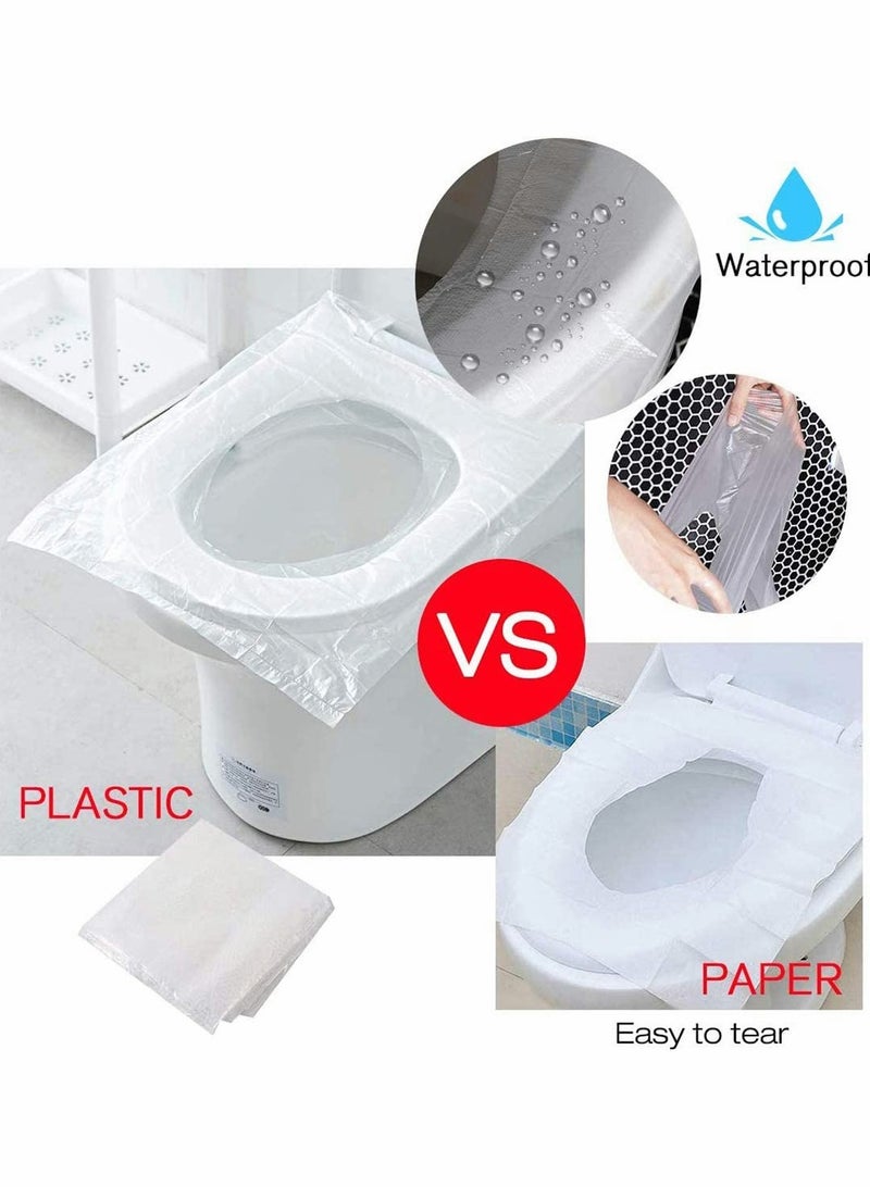 KASTWAVE Disposable Toilet Seat Covers Plastic Antibacterial Waterproof Portable Potty Cover for Kids Pregnant Travel Hospital Public Hotel Individually Wrapped Pocket Size 50 Pcs  - Image 3