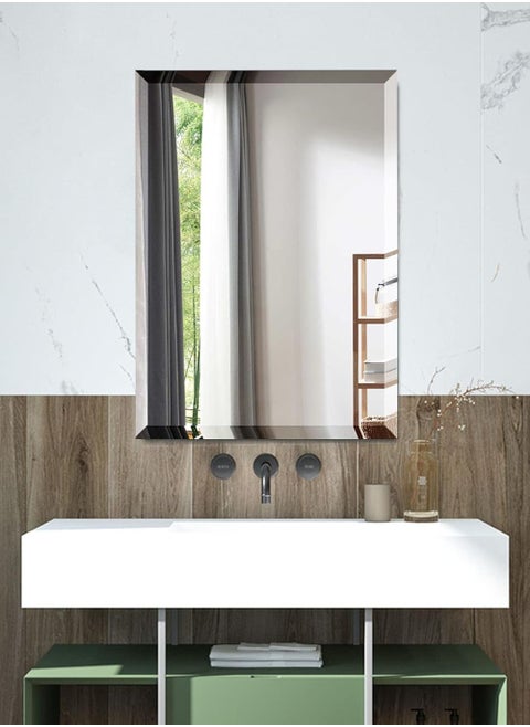 Bathroom Mirror Full Length Mirror Rectangular Frameless Wall Mirror Decorative Mirror Dressing Mirror Explosion-Proof and Anti Fog for Bedrooms Living Rooms Hotels (50 * 70CM) ﻿