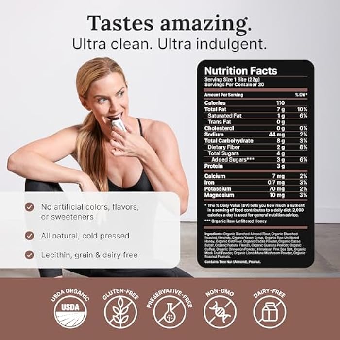 For Wellness Superfood Bites Focus | Healthy Snacks for Adults and Kids | Organic, Healthy Snack with Nootropics for Energy and Brain Food | Cocoa Espresso Brownie Bites, 10 Count - Image 2