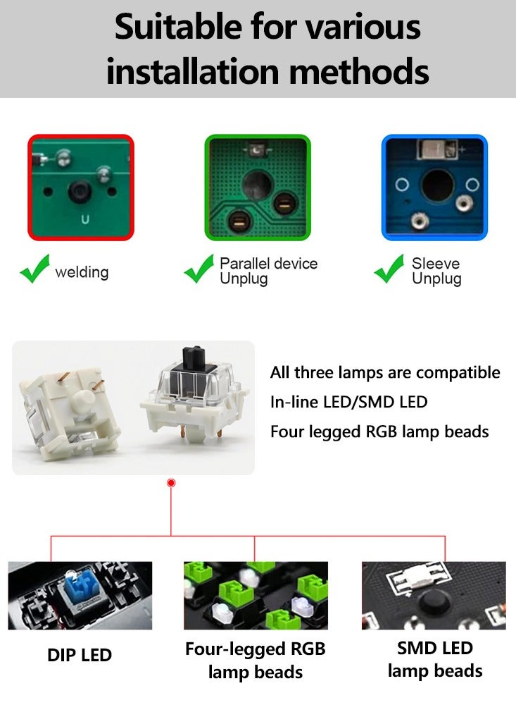 110Pcs 3-pin Linear Tactile Click Switch Mechanical Keyboard Black Switch Outemu Keyboard Switch  - Image 4