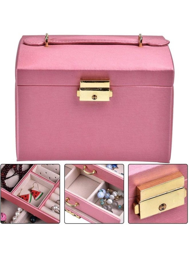 klarako Girl Jewelry Storage Box, Lock Mirror Jewelry Display Storage Box, Mini Suitcase Lockable Beads, Ring, Earrings  - Image 4