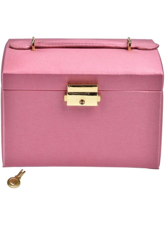 klarako Girl Jewelry Storage Box, Lock Mirror Jewelry Display Storage Box, Mini Suitcase Lockable Beads, Ring, Earrings  - Image 1