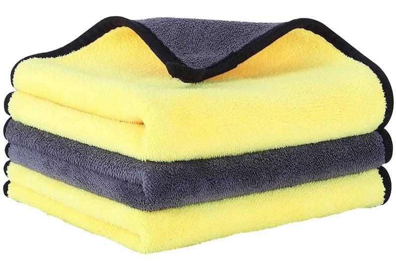 BROGBUS 900GSM Double-Sided Microfiber Hand Towel for Car, Bike, Kitchen, Mirror Glass Cleaning Microfibre Cloth for Drying, Size: 40x40 cm, Pack of 2 - Image 1