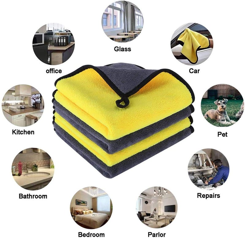 BROGBUS 900GSM Double-Sided Microfiber Hand Towel for Car, Bike, Kitchen, Mirror Glass Cleaning Microfibre Cloth for Drying, Size: 40x40 cm, Pack of 2 - Image 3