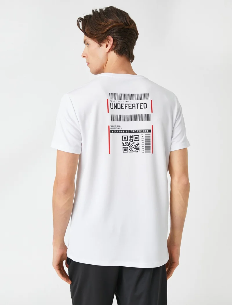 كوتون Koton Sports T-Shirt Label Printed Crew Neck Short Sleeve