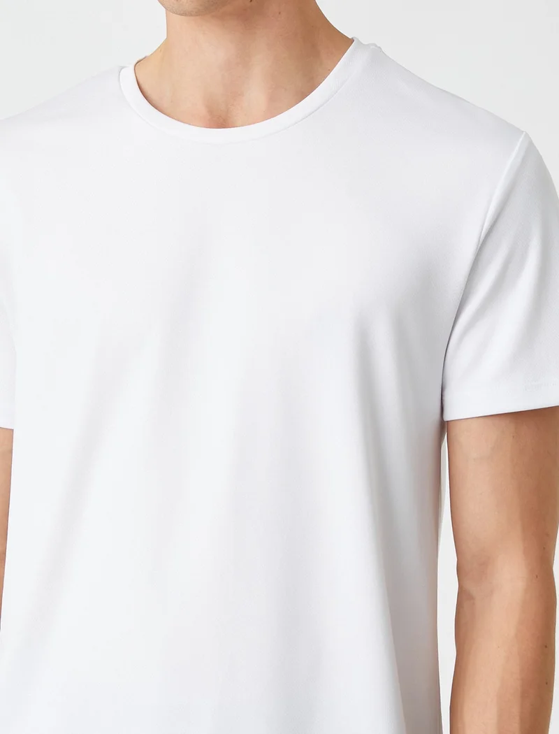 كوتون Koton Sports T-Shirt Label Printed Crew Neck Short Sleeve
