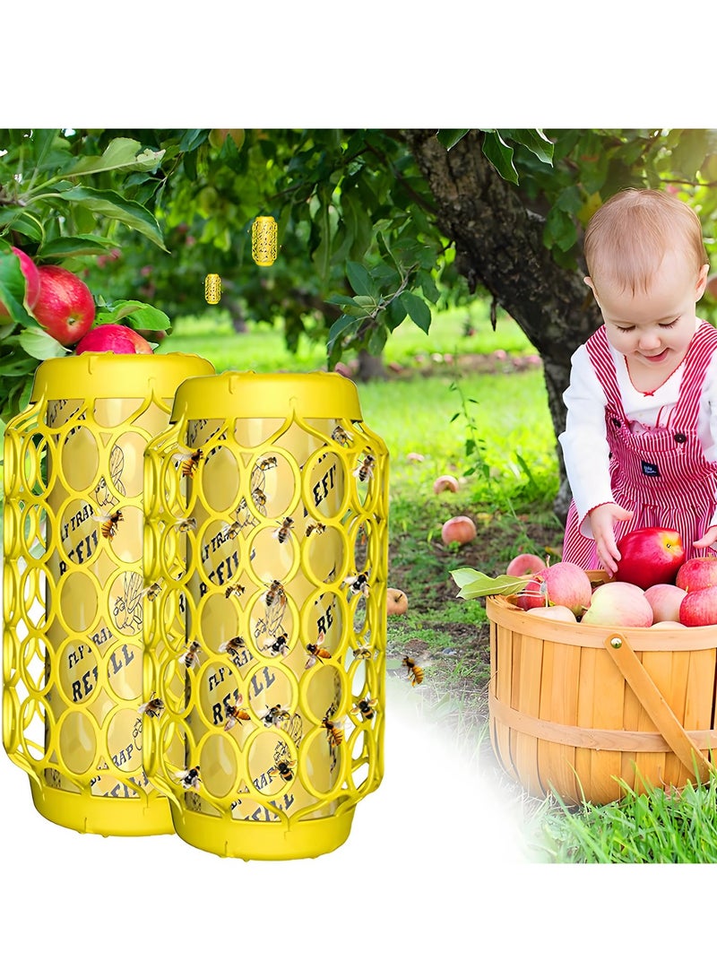 SOLARAE Wasp Traps for Outdoor Hanging, Bee Traps for Outdoor Yellow Jacket Trap, Bees Catcher Traps, Sticky Fly Bug Insect Deterrent Killer (2 Pack) - Image 2