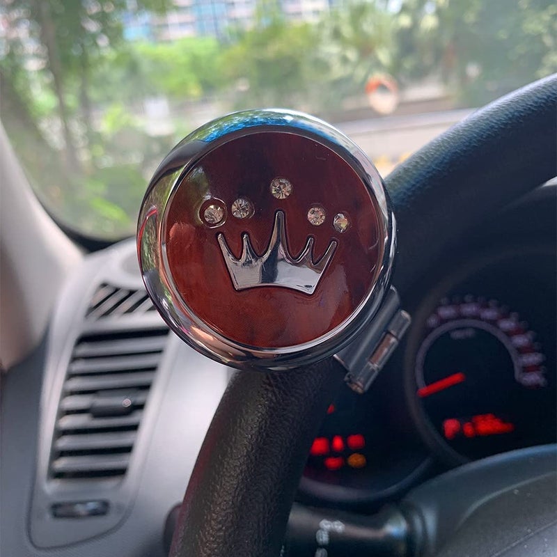 Ostin Universal Steering Wheel Ball Handle Knob Booster Power Spinner Auxiliary Handle Control for Car, Automotive Interior, Riloer Car Steering Wheel... (Brown Queen) - Image 1