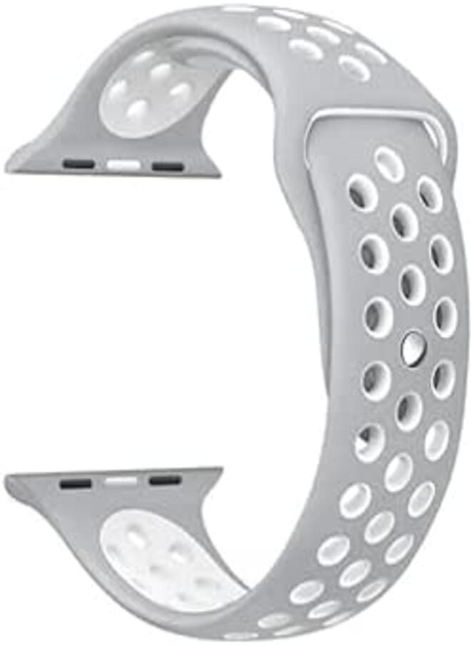 Generic - Generic Apple Watch Series 7-41MM Sport Breathable Silicone Wrist Straps - GRAY&WHITE - Image 1