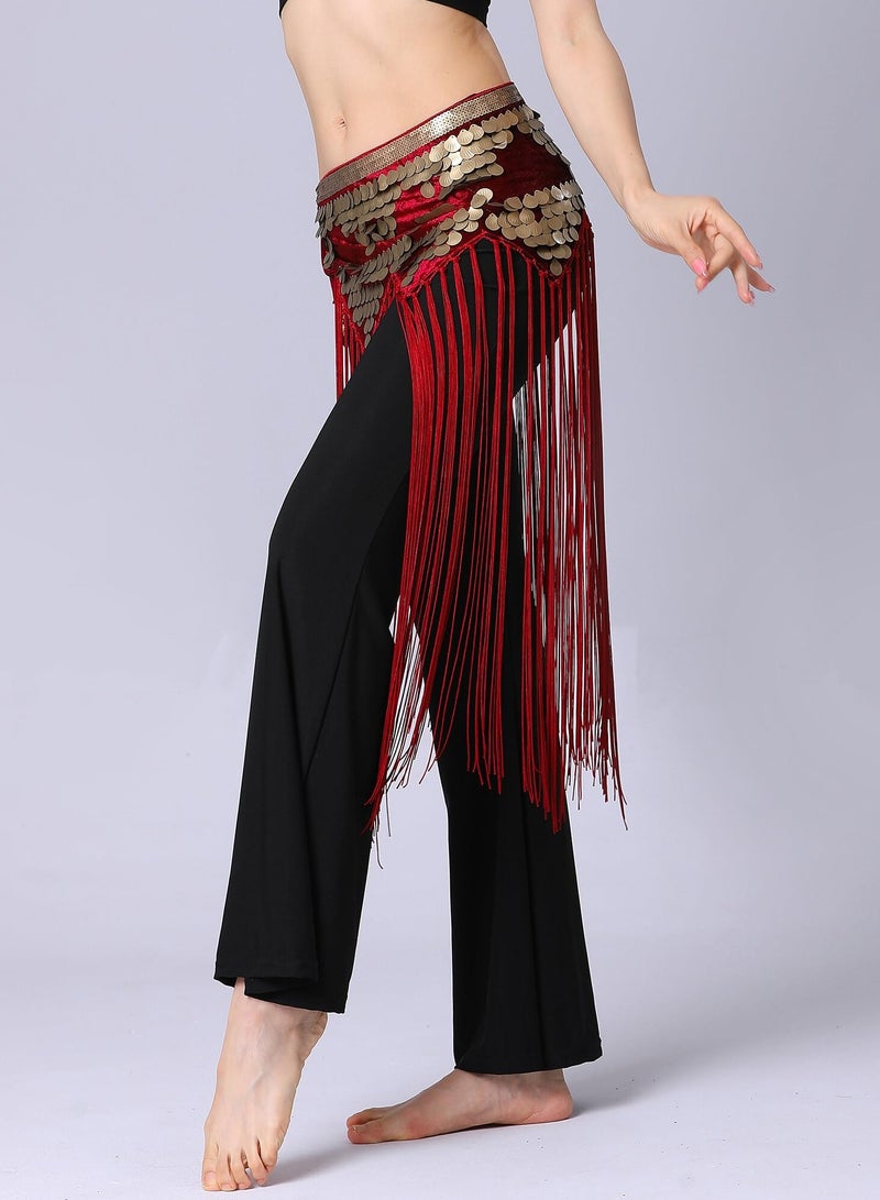 Luckam Womens Belly Dance Hip Scarf Tassel Skirt Fringe Wrap Rave Sequin for Costume Zumba Yoga Class Performance - Image 4