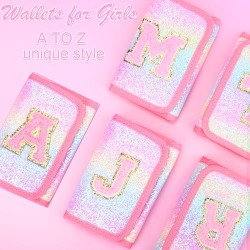 Luchike Kids Wallets - Cute Wallets for Girls & Boys (6-8, 9-12) with Initials, Coin Pocket & Magic Sticker - Pink - Image 3