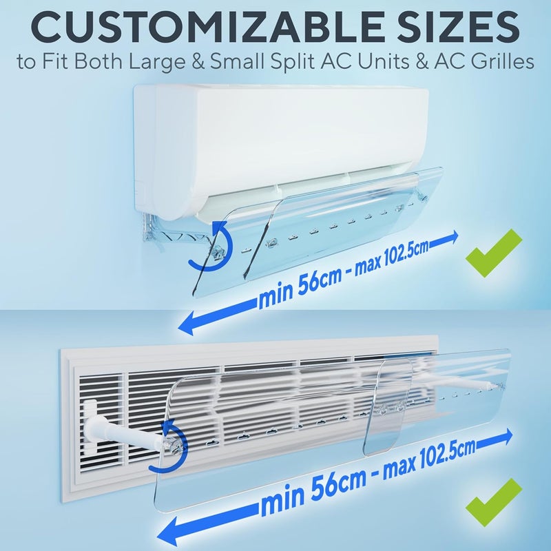 Neobloom NO DRILL AC Vent Cover Adjustable 56-102.5 CM, AC Air Deflector, Split AC Air Flow Deflector, Central AC Deflector, AC Vent Deflector for Registers Grilles and Air Conditioner Vents - Image 2