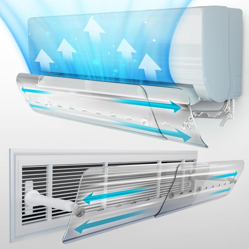 Neobloom NO DRILL AC Vent Cover Adjustable 56-102.5 CM, AC Air Deflector, Split AC Air Flow Deflector, Central AC Deflector, AC Vent Deflector for Registers Grilles and Air Conditioner Vents - Image 1