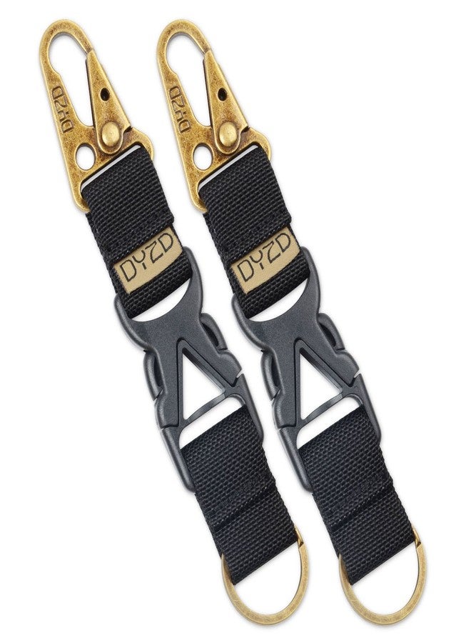 DYZD Tactical Gear Keychain Clip 100% Nylon Belt Key Chain Tactical Key Holder Quick Release Buckle Key Ring (Pack of 2 Black) - Image 1