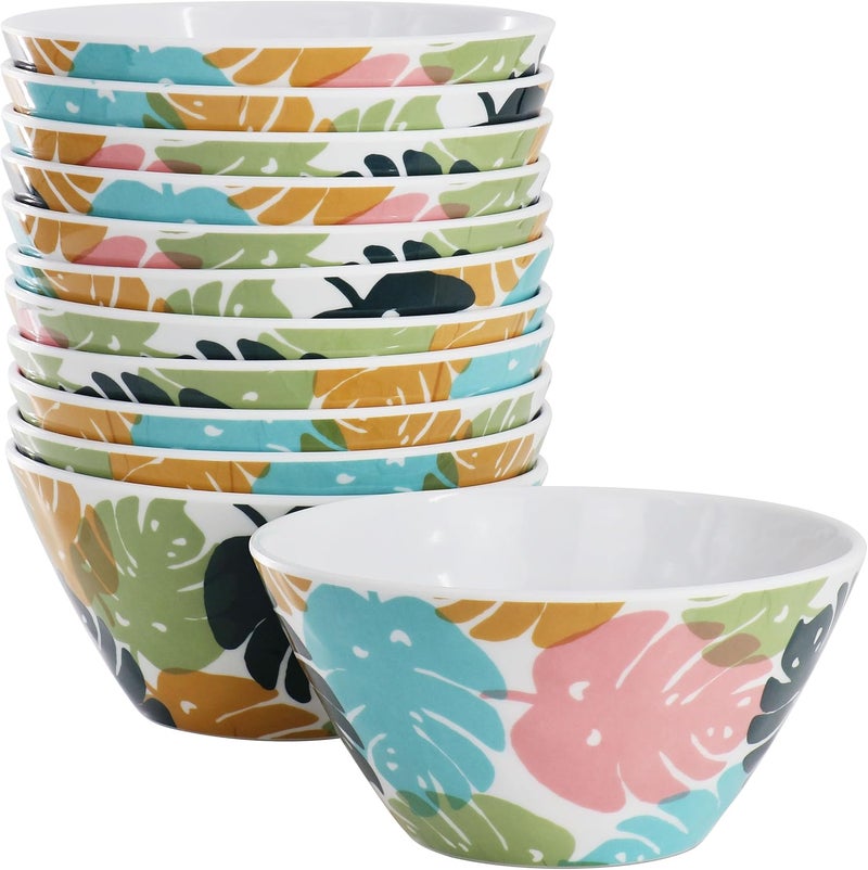 Gibson Home Gibson Home Tropical Sway 12 Piece 6 Inch Melamine Bowl Set in Multi Color Leaf  - Image 1