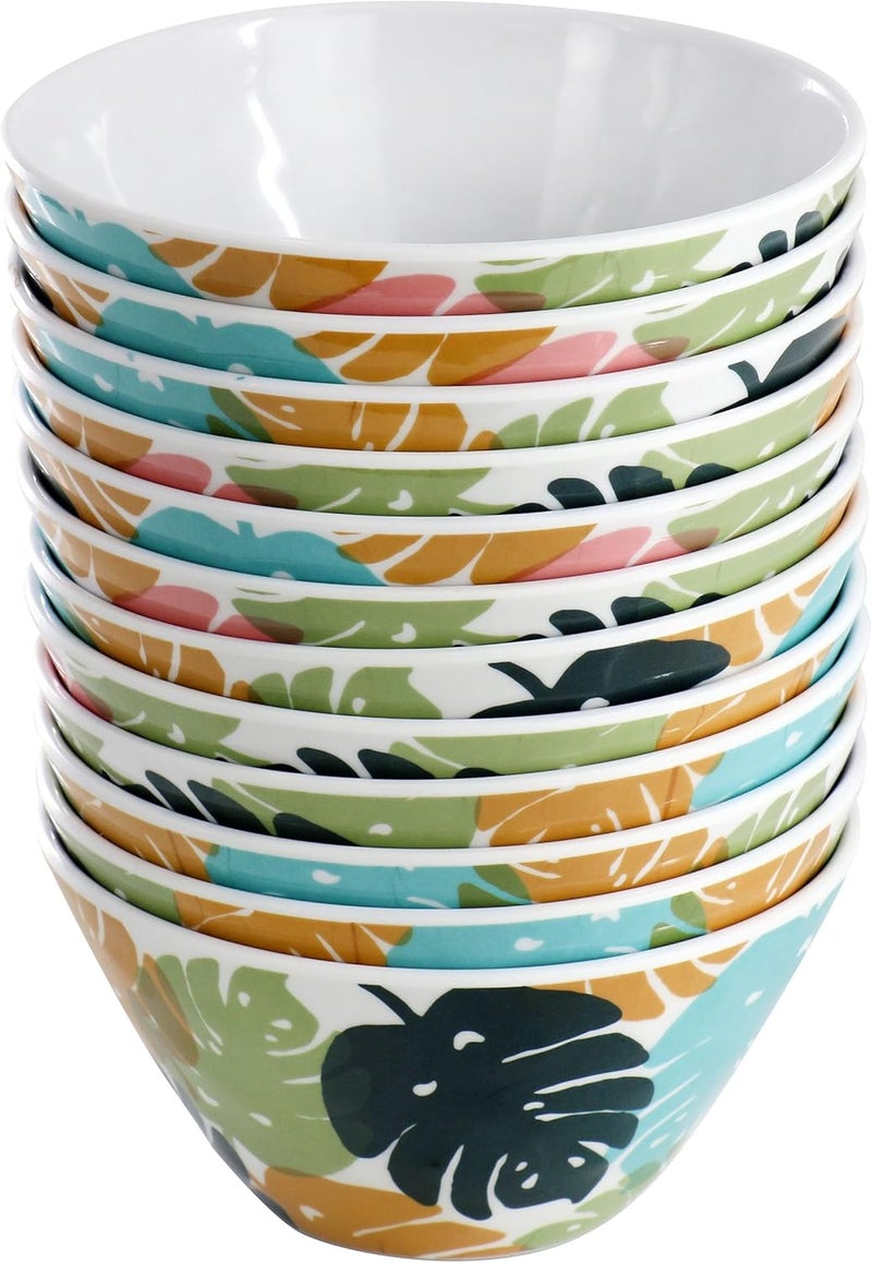 Gibson Home Gibson Home Tropical Sway 12 Piece 6 Inch Melamine Bowl Set in Multi Color Leaf  - Image 2