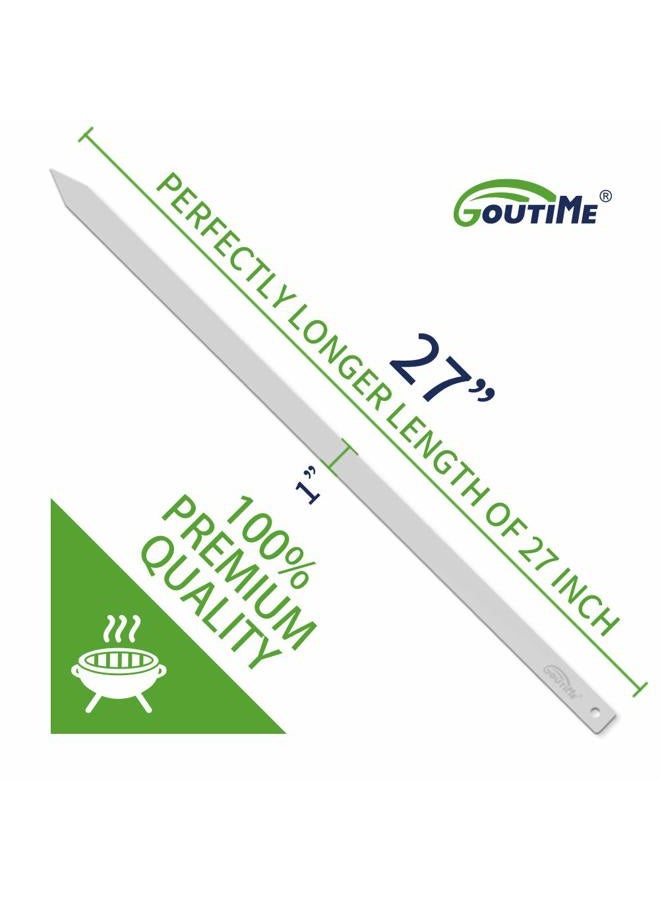 GOUTIME Kabob Skewers, 27 Inch,1 Inch Wide Stainless Steel Flat BBQ Barbecue Kebab Skewers,No-Wood Handle,for Persian,Brazilian,Koobideh Grilling,Set of 7 with Storage Bag - Image 3