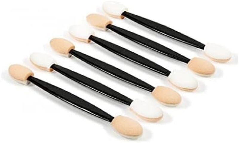 Disposable Eyeshadow Brushes: Black Double-Sided Sponge - Disposable Makeup Applicators for Travel Makeup, Makeup Artist Supplies - Image 2