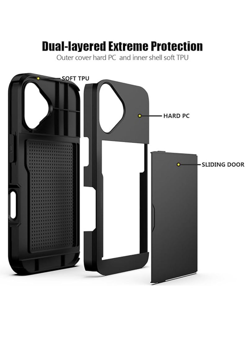 WRISTWISE Case Cover for iPhone 17 with Card Holder Double-Layer Heavy-Duty Shockproof Hidden Card Slot Ultra-Thin Wallet Case for Men and Women 6.3 Inch (Black) - Image 3