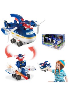 SUPER WINGS Toy Airplane, Patrol Car, 2" Tall Jett Action Figure Set,Transforming Airplane Toy Vehicle,Airplane To Patrol Car, Patrol Car To Plane（740834）  - Image 1