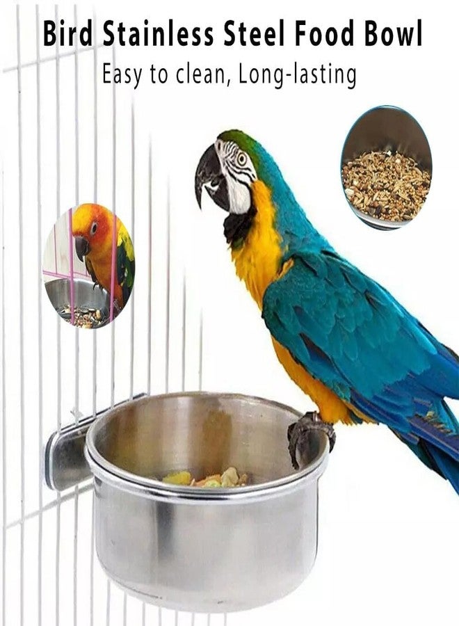 RoverPets أكواب طعام وماء للطيور من روفر بيتس سعة 250 مل مع حوامل مشبك - مصنوعة من الفولاذ المقاوم للصدأ، مناسبة للببغاوات الصغيرة، والببغاوات الرمادية الأفريقية، والكونيور، والكوكاتيل، وطيور الحب، والببغاوات الأسترالية، والشنشيلات (متوسطة الحجم). - Image 5