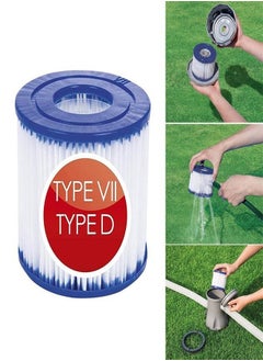 Generic Type D Pool Filter Cartridge Compatible with Summer Waves Type D P57100102, P57000104, Type VII Filter Cartridge, Aqua Leisure, Simple Set, Summer Escapes & Sand N Sun (2 Pack)  - Image 1