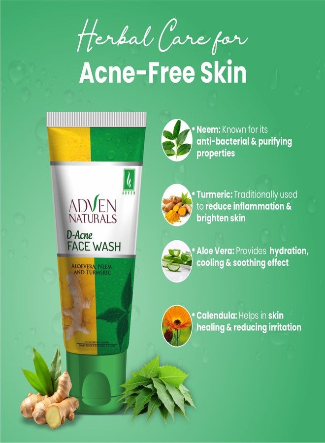 Adven Naturals D-ACNE FACE WASH WITH ALOEVERA, NEEM & TURMERIC - 100 ML - Image 4