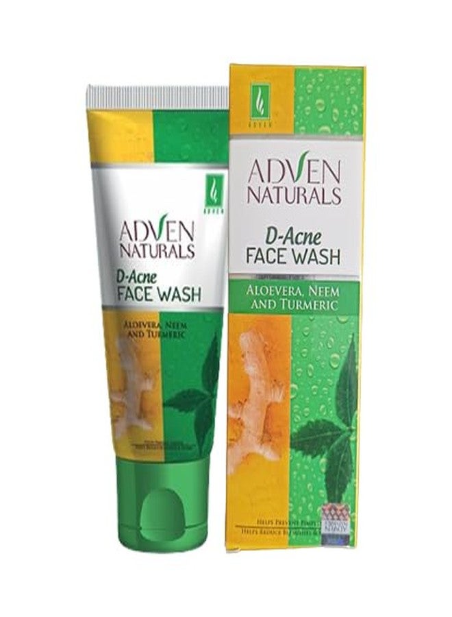 Adven Naturals D-ACNE FACE WASH WITH ALOEVERA, NEEM & TURMERIC - 100 ML - Image 1