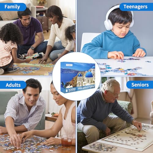 CHengQiSM Jigsaw Puzzles 1000 Pieces Puzzles for Adults Dreamy Aegean Sea Puzzles Greece Santorini Landscape Puzzle Natural Scene Hard Puzzles for Adults Teens Kids Interactive Toy Brain Teaser - Image 4