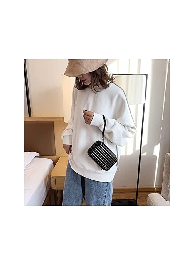 Goodern Mini Suitcase Crossbody Handbag for Unisex,Small Cell Phone Purse Hard Shell Festival Bag with Adjustable Strap Hard Shell Cosmetics Case Travel Makeup Bag Wrist Bag Purse Shoulder Bag-Black - Image 4