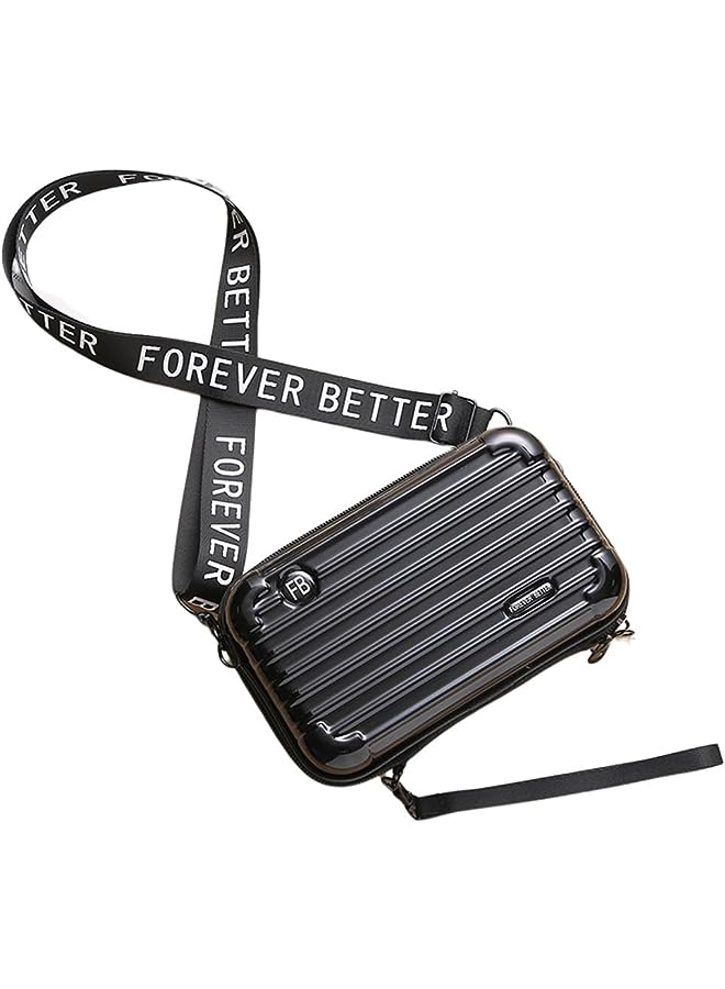 Goodern Mini Suitcase Crossbody Handbag for Unisex,Small Cell Phone Purse Hard Shell Festival Bag with Adjustable Strap Hard Shell Cosmetics Case Travel Makeup Bag Wrist Bag Purse Shoulder Bag-Black - Image 1
