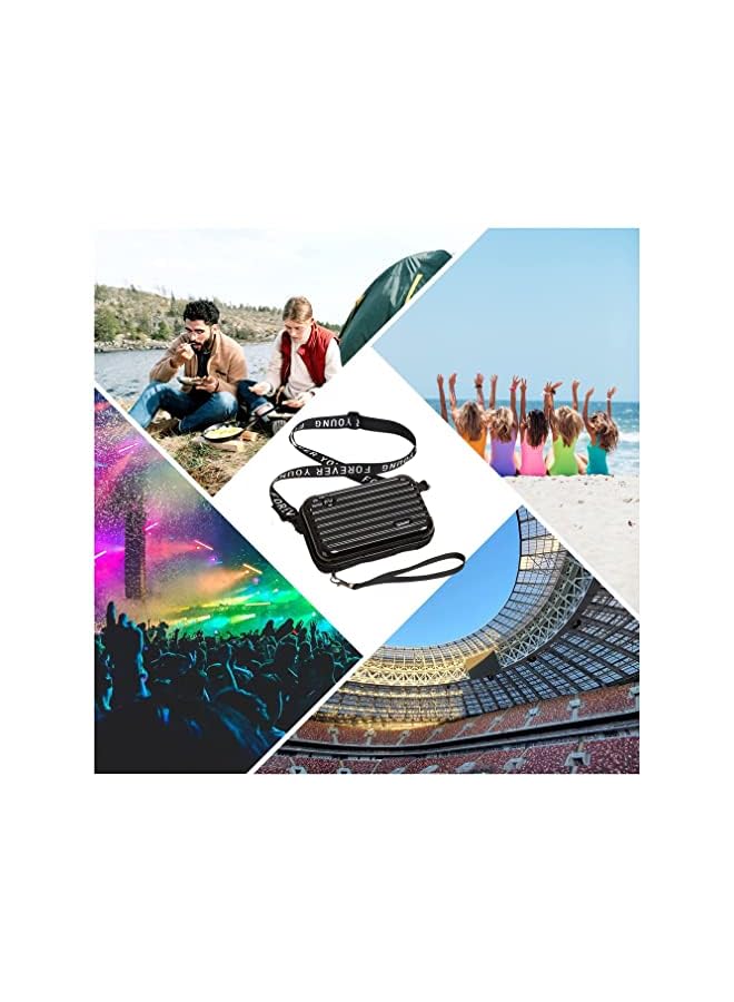 Goodern Mini Suitcase Crossbody Handbag for Unisex,Small Cell Phone Purse Hard Shell Festival Bag with Adjustable Strap Hard Shell Cosmetics Case Travel Makeup Bag Wrist Bag Purse Shoulder Bag-Black - Image 5
