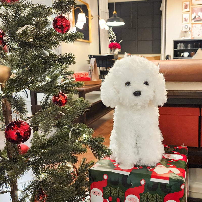 WEIGEDU White Toy Poodle Stuffed Animal - Bichon Frise Maltese White Labradoodle Plush Toy for Kids and Babies - Perfect Birthday & Easter Gift, 12.6" - Image 3