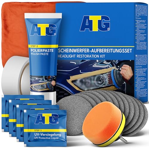 ATG Headlight restoration Kit - Universal Car headlight cleaner and restorer Kit - Headlight restorer kit for plastic car headlights - Quick & easy headlight restoration - Headlight repair Kit - Image 1