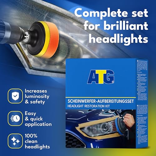 ATG Headlight restoration Kit - Universal Car headlight cleaner and restorer Kit - Headlight restorer kit for plastic car headlights - Quick & easy headlight restoration - Headlight repair Kit - Image 4