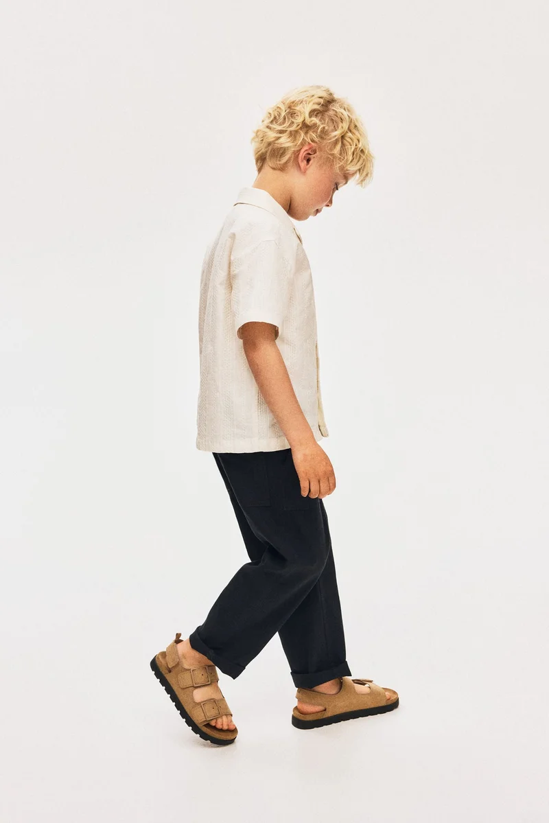 اتش اند ام بنطلون من مزيج الكتان