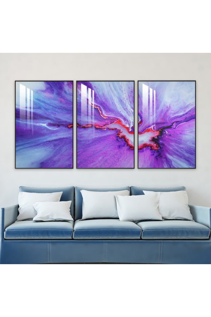 Marktna Three wooden wall painting with a frame and a clear acrylic layer - Image 1