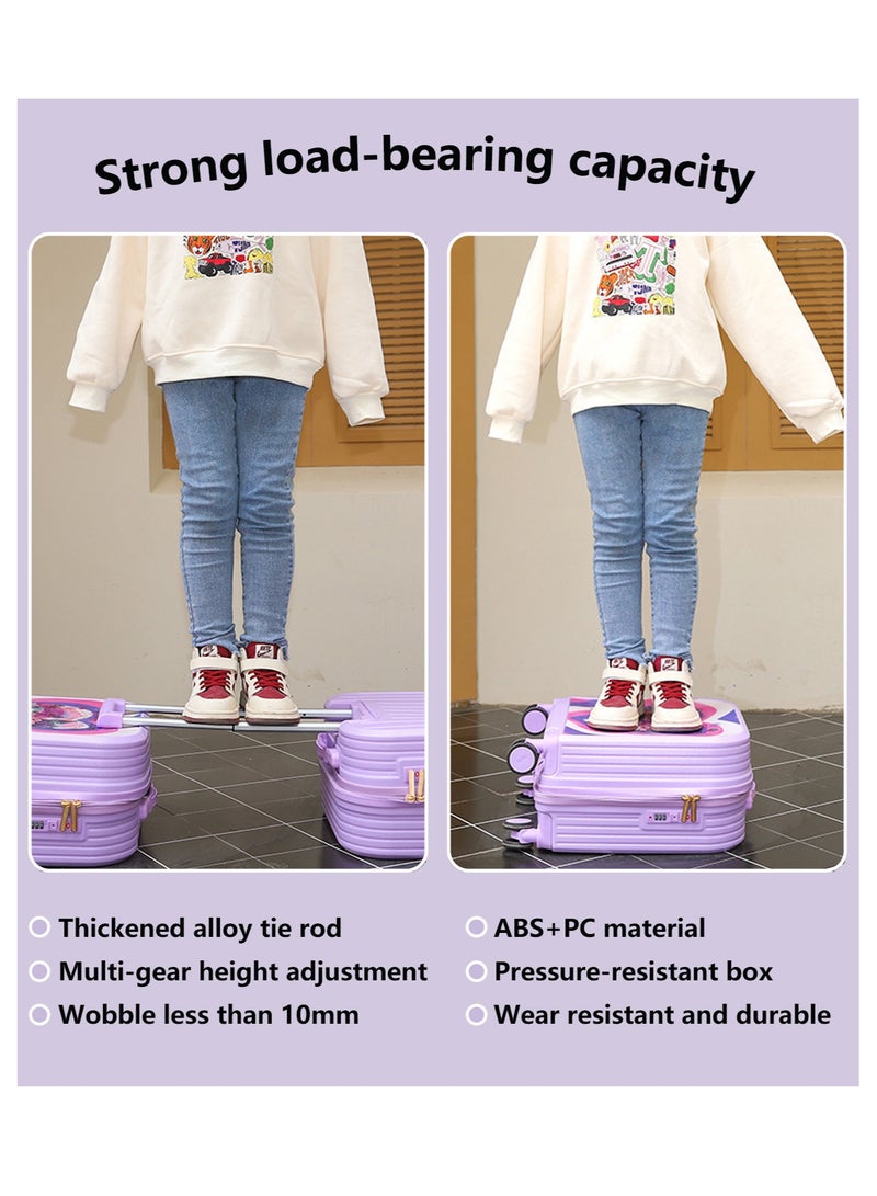 Kids Rolling Luggage, 20" Kids Suitcase with 3D Multiple View Design, ABS PC Material, Cute Cartoon Character Pattern Travel Trolley Case for Girls Boys Children  - Image 3