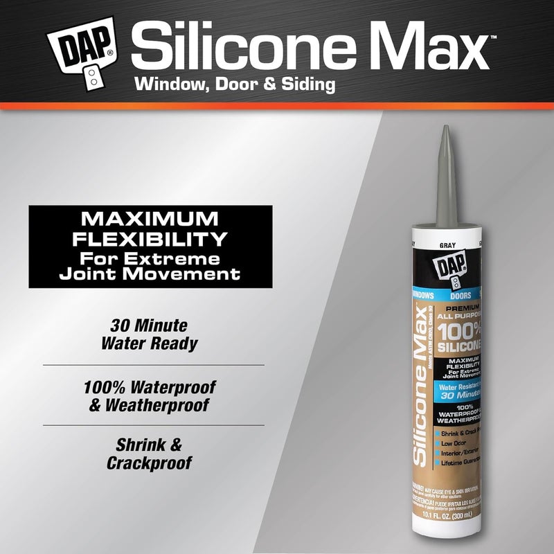 DAP Silicone Max Premium Sealant 100% Silicone Gray 10.1 oz - Image 2