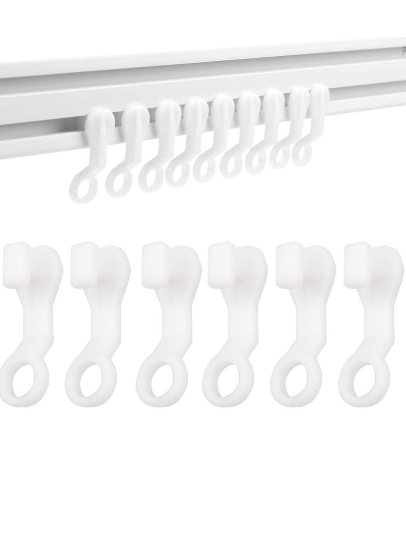 SYOSI 100 Pcs Curtain Hooks Plastic White Gliders Shower Curtain Hooks Rings Shower Curtain Rings and Hooks for Smooth and Easy Curtain Shower Curtain Opening and Closing 2.7x0.8cm White  - Image 1