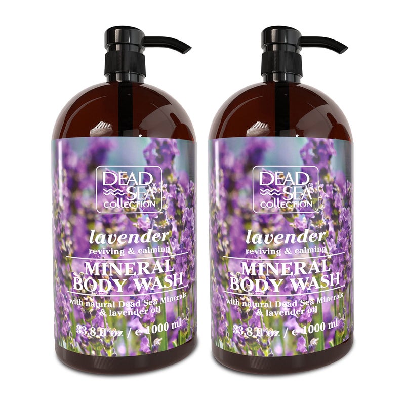 Dead Sea Collection Lavender Body Wash for Women and Men  with Pure Dead Sea Minerals and Lavender Oil  Gentle Cleanses and Moisturizes Skin  Pack of 2 676 fl oz