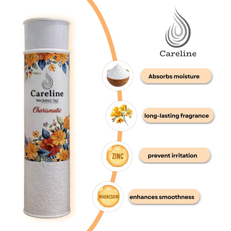 Careline Charismatic Fragrance Talc Powder, Long-Lasting Freshness, 125g - Image 2